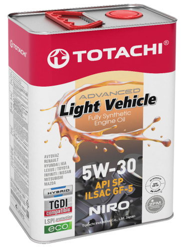 Масло Totachi NIRO LV Semi-Synthetic SAE 5W-30 API SP, SN PLUS, SN/RC, ILSAC GF-5 4л