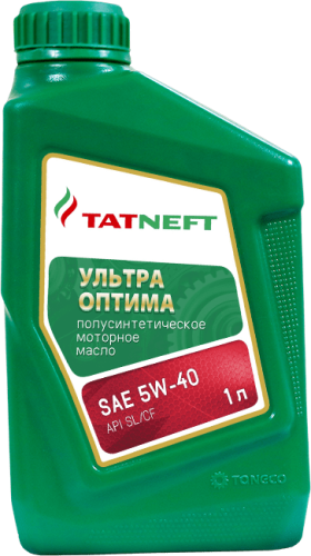 Масло Татнефть моторное Ультра Оптима API SL/CF 5W-40 (п/с) 1л.